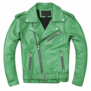 Veste de moto en cuir véritable pour homme AVIREX, couleur violette, respirante, coupe ajustée, col montant, fermeture éclair, manches régulières, couleur unie - Product Image 4