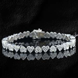 Hip Hop <b>White</b> Gold 925 Silver Moissanite Diamond Heart Link <b>Bracelet</b> for Men Women - Product Image 1