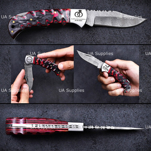 UA Supplies Carbon Steel Lockback Folding Knife Handmade Pocket Knife Camping Hunting Outdoor EDC Wood Sheath Clip Point 6.5 1 - Product Image 2