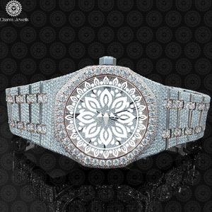 Charm Jewells Montre de luxe en acier inoxydable 36 mm à quartz analogique avec boîtier polygonal pour homme, fermoir pliant tendance - Product Image 3