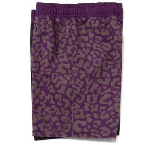 Shorts MMA pour hommes, impression par sublimation, noir, violet, motif léopard, évacuation de l'humidité, séchage rapide, polyester, vêtements de sport de combat - Product Image 2