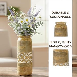 Jarrón Decorativo Hecho a Mano de Madera de Mango y Bambú para Mesa, Hogar, Cocina u Oficina - Product Image 4