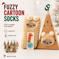 Chaussettes épaisses en polaire corail avec broderie 3D de dessins animés, conçues pour l'hiver, chaussettes douces et chaudes pour la maison, pour femmes et hommes