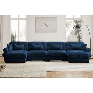 Divano Sezionale Moderno a U in Velluto, 4 Posti, con Pouf Mobili, Convertibile, Profondo e Confortevole, Imbottito per Soggiorno - Product Image 2
