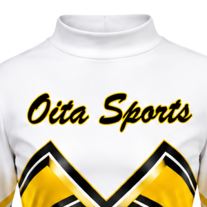 Yellow White Sublimated Cheer <b>Long</b> Sleeve Uniform Set Pleated <b>Skirt</b> Team Athletic Sportswear Training Practice Performance - Product Image 6