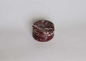 Gabriella Red Round Marble <b>Coaster</b> <b>Set</b> With Waterproof Flamed Surface Design and Natural For Gift Purpose - Product Image 3