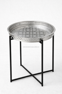 Table de service marocaine avec pieds pliables en métal noir thermolaqué - Product Image 3