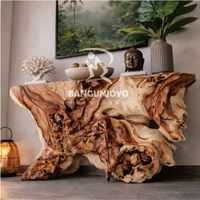 Table console moderne en bois massif de haute qualité avec des sculptures élégantes, couleur stable et facile à nettoyer, idéale pour le salon, la villa, l'hôtel