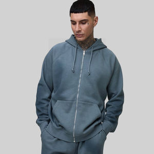 Sweat à capuche zippé de qualité supérieure 100 % coton French Terry, logo personnalisé, épais, coupe oversize à épaules tombantes, style boxy pour homme - Product Image 1