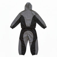 Ensemble de jogging 2 pièces vintage délavé à l'acide, coupe-vent imperméable, sweat à capuche et pantalon taille haute élastique, en nylon ample, grande taille