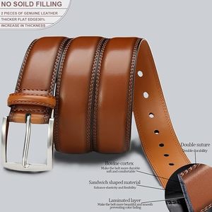 Cinturones Formales Elegantes al por Mayor 2026 para Hombre, de Cuero Genuino Marrón de Alta Calidad con Hebilla de Aleación, Logotipo Personalizado OEM, para Jeans Personalizados - Product Image 3