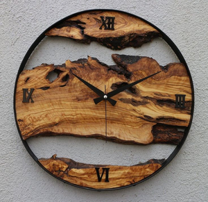 Handmade Olive Wood Epoxy Resin Hanging Wall <b>Clock</b> Modern Minimalist Design <b>Battery</b> Powered Art Deco Home Decor for Living Room - Product Image 1