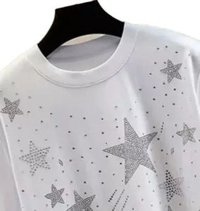 Camiseta Personalizada para Hombre con Estrella de Diamantes de Imitación Blancos, Diseño Gráfico, Estilo Urbano, Fabricante Mayorista OEM - Product Image 2