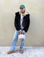 Nouveau design Manteau femme chic à revers long en fausse fourrure Vente en gros Veste de luxe en fausse fourrure
