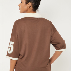 Oem Service High Quality Ladies <b>Women</b> Casual for Shirt Breathable Quick Dry Summer Streetwear <b>Golf</b> 100% Cotton Short Sleeve Low - Product Image 3