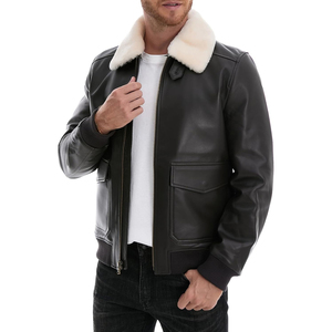 Premium <b>Men</b> Leather <b>Fur</b> <b>Jacket</b> Luxury Winter Coat High Quality Soft Lining Unique Color Custom Logo Wholesale Export Supplier - Product Image 5