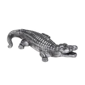 Figurine de crocodile en métal de haute qualité, sculpture animale, statue argentée pour la décoration de la maison, du bureau, du jardin, pour la table, pour offrir en cadeau - Product Image 1