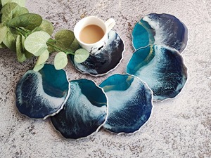 Handmade High Quality Classic Square Eco-Friendly Resin <b>Coasters</b> for Drinks - Product Image 3