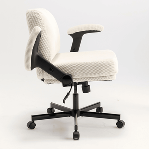 Sedia da Ufficio Comoda con Seduta Incrociata, Cuscino Spesso e Seduta Larga, Braccioli Girevoli Regolabili e Ruote - Product Image 3