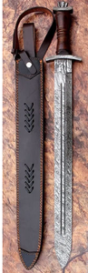 Espada Gladiador Vikinga de Doble Filo, Forjada a Mano en Acero de Damasco Antiguo, con Ranuras para Sangre - Product Image 2
