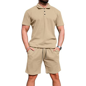Vêtements de sport pour le fitness quotidien, le sport et le style urbain, tenue d'été à prix avantageux avec poches et cordon de serrage, ensembles de polos pour hommes - Product Image 5