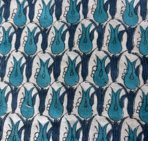 ผ้าฝ้ายพิมพ์ลายบล็อกมือทรงหยดน้ำสีน้ำเงิน ผ้าพิมพ์ลายบล็อกบูติเรขาคณิตสีครามและสีเขียวอมฟ้า - Product Image 2