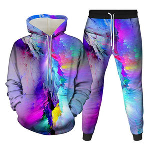 Multi Colors Graphic Men Women <b>Tracksuit</b> Set Sublimation Print Hoodie Hip Hop Couple Streetwear Jogging Sports <b>Tracksuits</b> - Product Image 2