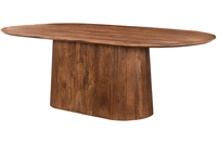 Table à Manger Ovale en Bois Massif de Haute Qualité, Design Cannelé Scandinave, pour Meubles de Salle à Manger d'Intérieur Moderne