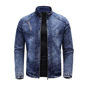 Veste en jean vintage bleu clair délavé pour homme, en pur coton, style camionneur, boutonnée, délavée, décontractée, col rabattu - Product Image 5