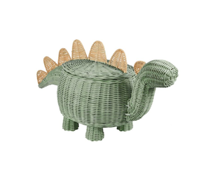 Handwoven Rattan Dinosaur <b>Storage</b> <b>Basket</b> for Kids, Cute Animal Shape <b>Wicker</b> Toy Organizer for Nursery, Playroom, and Home Decor - Product Image 1