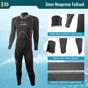 Combinaison de plongée haut de gamme en néoprène 3 mm avec fermeture éclair en titane, combinaison intégrale professionnelle pour le surf et la plongée, logo personnalisé - Product Image 4