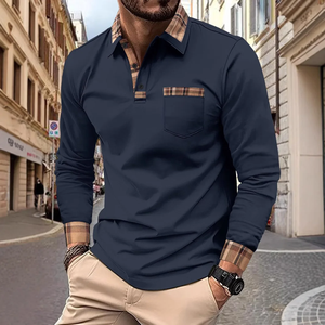 Camiseta de Hombre, Clásica, Manga Larga, Estilo Polo, Primavera y Otoño, Informal, con Botones y Solapa, Tallas Grandes S-3XL - Product Image 3