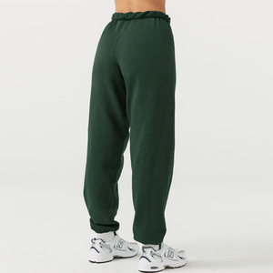 Men's Dark Green Elastic Waist Drawstring Knitted Sweatpants Casual Loose Fit Midweight Plain Dyed <b>Pants</b> - Product Image 3