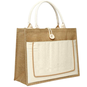 Elegante Bolso de Playa de Lona de Yute para Mujer |   Bolsa de Mano Mediana Reutilizable Ecológica, Diseño Personalizado, Bolsa de Regalo Premium para Uso Diario - Product Image 1