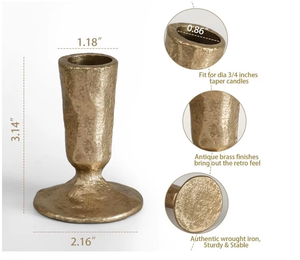 Juego de 2 Portavelas Cónicos de Hierro y Latón Antiguo Hechos a Mano, Duraderos, Naturales, para Decoración del Hogar en Pascua, Bodas y Navidad - Product Image 2