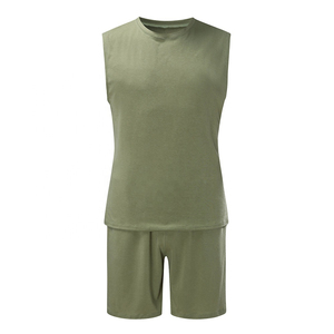 Premium Fitness Workout Clothing Lightweight Fabric Quick Dry Comfortable Fit For Training Men Sleeveless T Shirt Short <b>Set</b> - Product Image 4