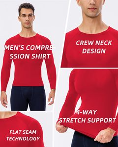 Men Breathable MMA Rash Guard Compression Shirt Crew <b>Neck</b> Long Sleeve Athletic Rash Guard <b>For</b> Gym Training Running Cycling Top - Product Image 4