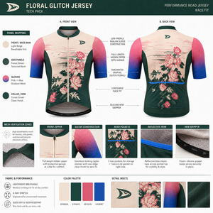 High Quality Custom Y2K Retro Floral Glitch Cycling Jersey OEM <b>Road</b> Bike Shirt Quick Dry Breathable Racewear Manufacture - Product Image 5