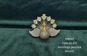 Broche de Pluma para Hombre 437 con Perla de Agua Dulce y Circonita Cúbica, Chapado en Latón e Imitación de Perla, Engaste de Garra, Ideal para Bodas y Fiestas - Product Image 3