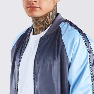 Offre Spéciale à la mode contraste couleur Satin varsité veste pour hommes broderie personnalisée lycée vestes Fly Bomber fermeture éclair manteaux - Product Image 2