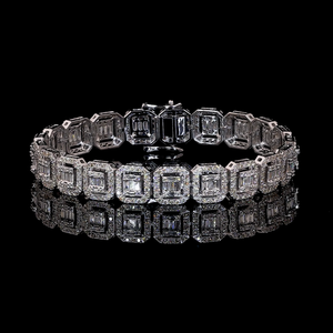 Pulseras de Cadena con Eslabones de Esmeralda Personalizadas, Estilo Hip Hop, con Diamantes Moissanite VVS Certificados por IGI, en Oro Rosa, Joyería Fina, Regalo para Hombre - Product Image 1