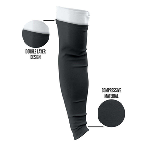 Mangas de compresión para ciclismo, negras con logo blanco, protección anti-UV, unisex para adultos - Product Image 3