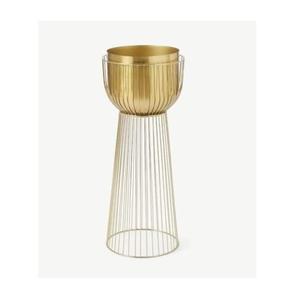 Jardinière décorative finition dorée avec support, pour intérieur et extérieur, décoration de jardin, jardinière en métal de luxe avec support en fil de fer - Product Image 1