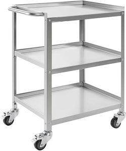 3-Tier Stainless Steel Utility Cart With Four Wheels Movable Storage <b>Trolley</b> For Kitchen And Commercial Use - Product Image 5