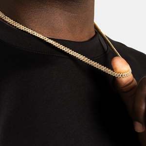 5mm 18K Gold Plated Cuban Link Chain Necklace | VVS <b>Simulated</b> <b>Diamond</b> Micro Cuban Chain | Hip Hop Luxury Jewelry - Product Image 2