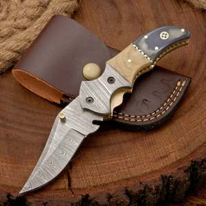 Handmade Damascus Steel Hunting <b>Knife</b> With Micarta <b>Handle</b> Drop Point Blade Fixed Blade Outdoor Survival <b>Knife</b> - Product Image 1