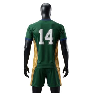 Ensemble short et maillot de netball sublimé vert et or pour homme, en polyester léger, avec bande latérale, pour entraînement sportif en équipe - Product Image 2
