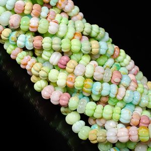 Natural Multi Color Rainbow Opal Melon Shape Carved Gemstone Beads 8-9MM Opal <b>Stone</b> Bead Strands For Jewelry Making Wholesale Bu - Product Image 3