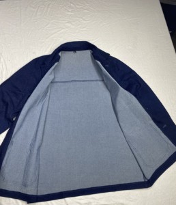 Custom made Denim jacket acid wash with spackles Blue washed coat Casual <b>jeans</b> jacket twill <b>button</b> down and collar down shirt - Product Image 6
