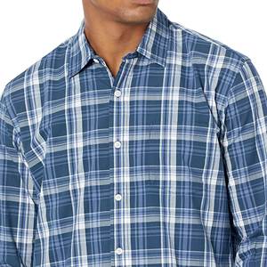 Chemise à manches longues boutonnée pour homme en flanelle tricotée respirante, écologique et à séchage rapide, col montant - Noir Blanc Bleu Style Urbain - Product Image 1